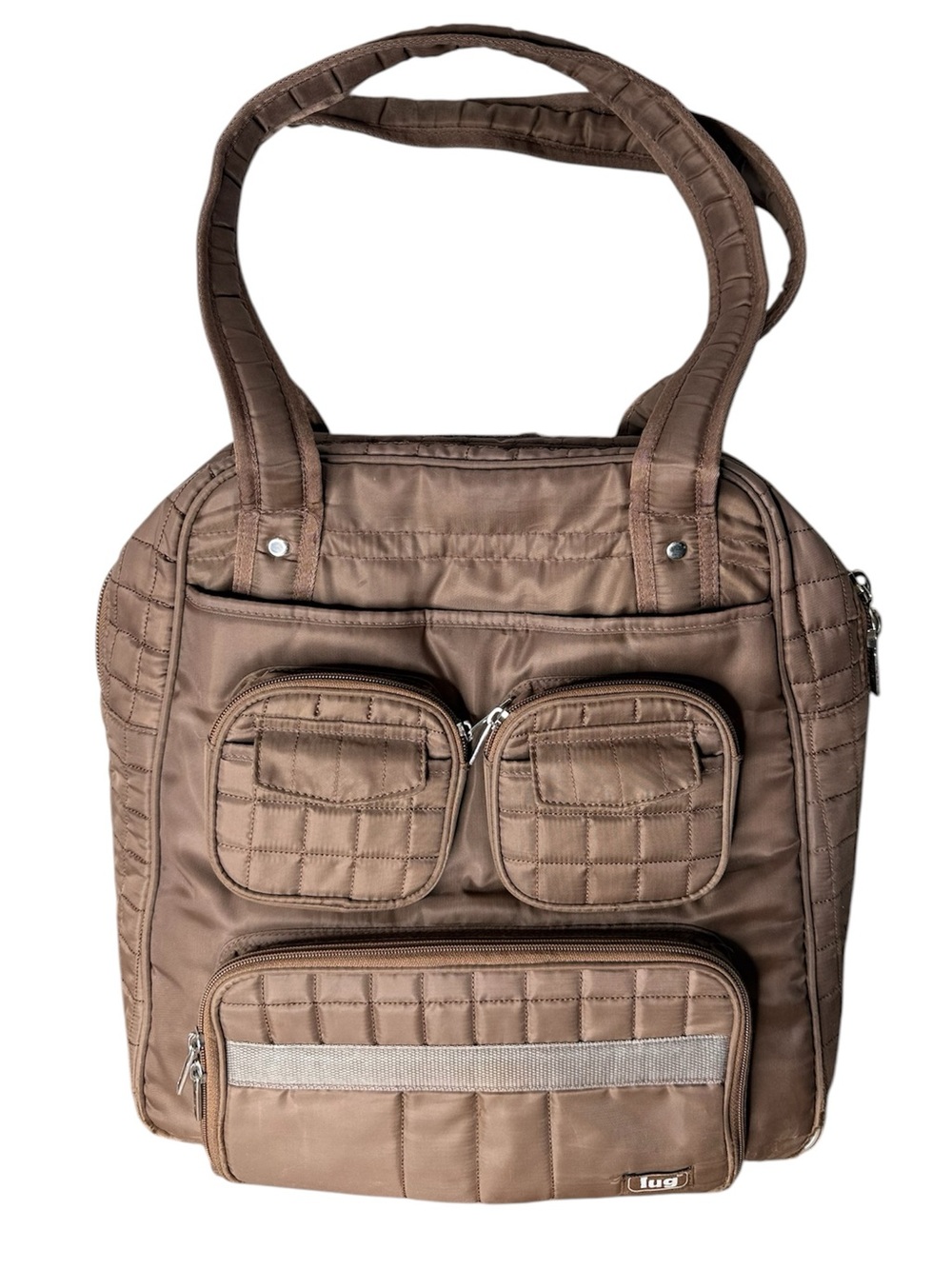 LUG Brown Puddle Jumper Quilted Tote Bag Carry On Weekender Travel Overnight